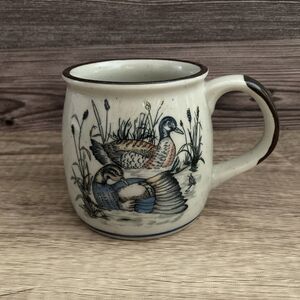 Vintage Mallard Duck Mug Stoneware Pot Belly Coffee Cup Hi Mark Korea
